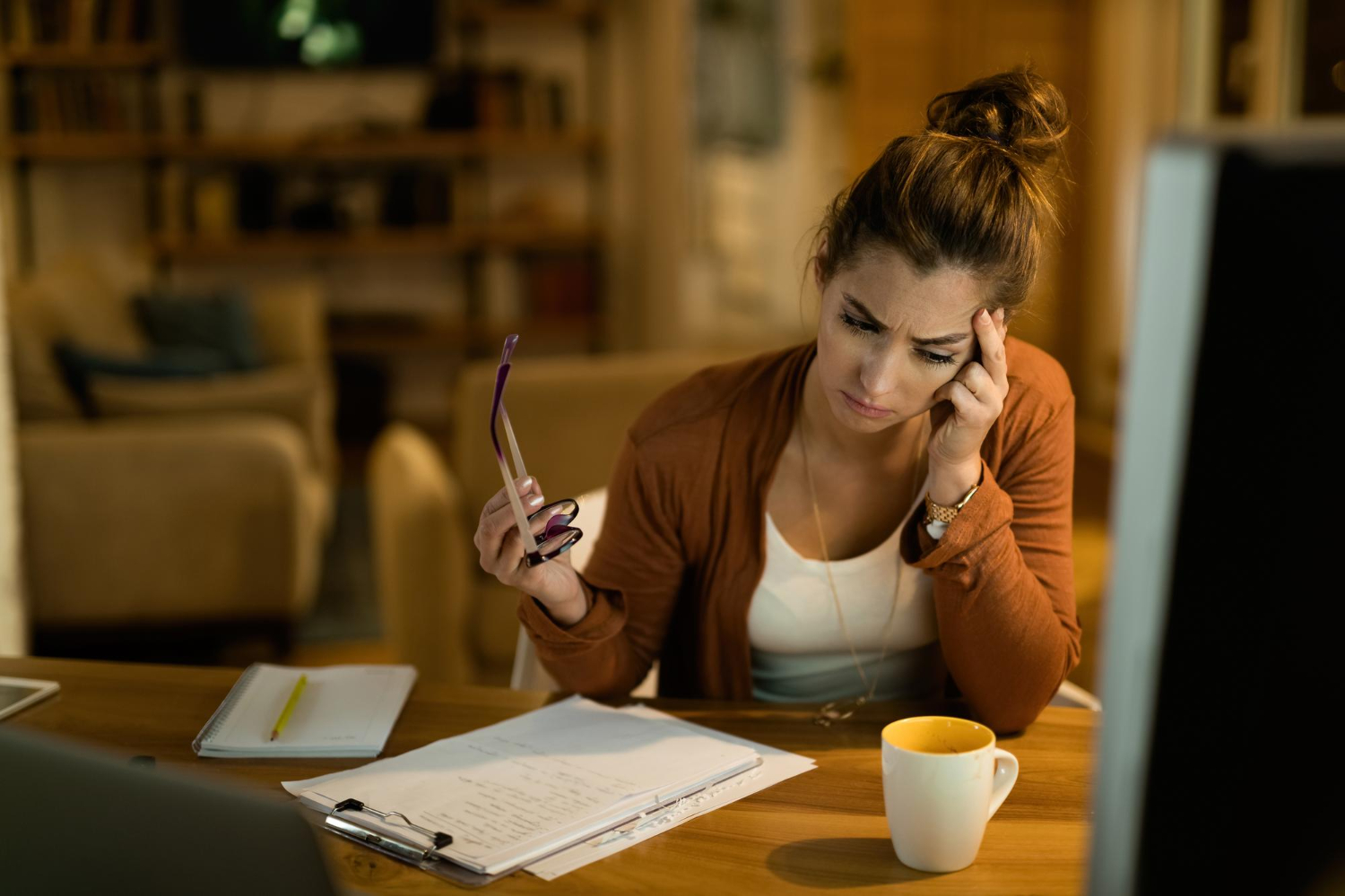 Woman with Financial anxiety.