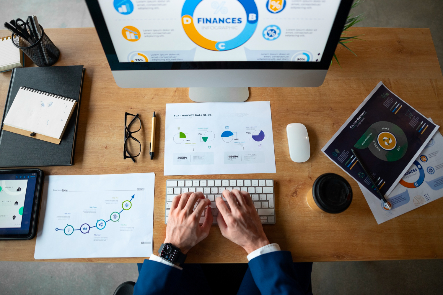 Man looking his Numbers of the Annual credit report