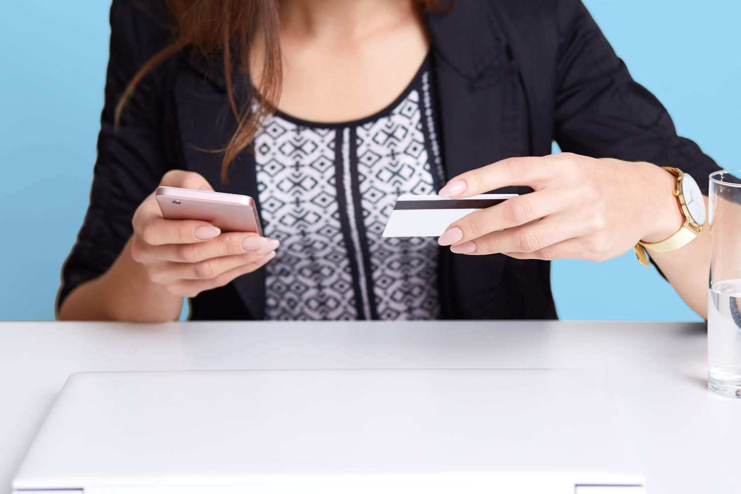 Woman using Unsecured Credit Card.